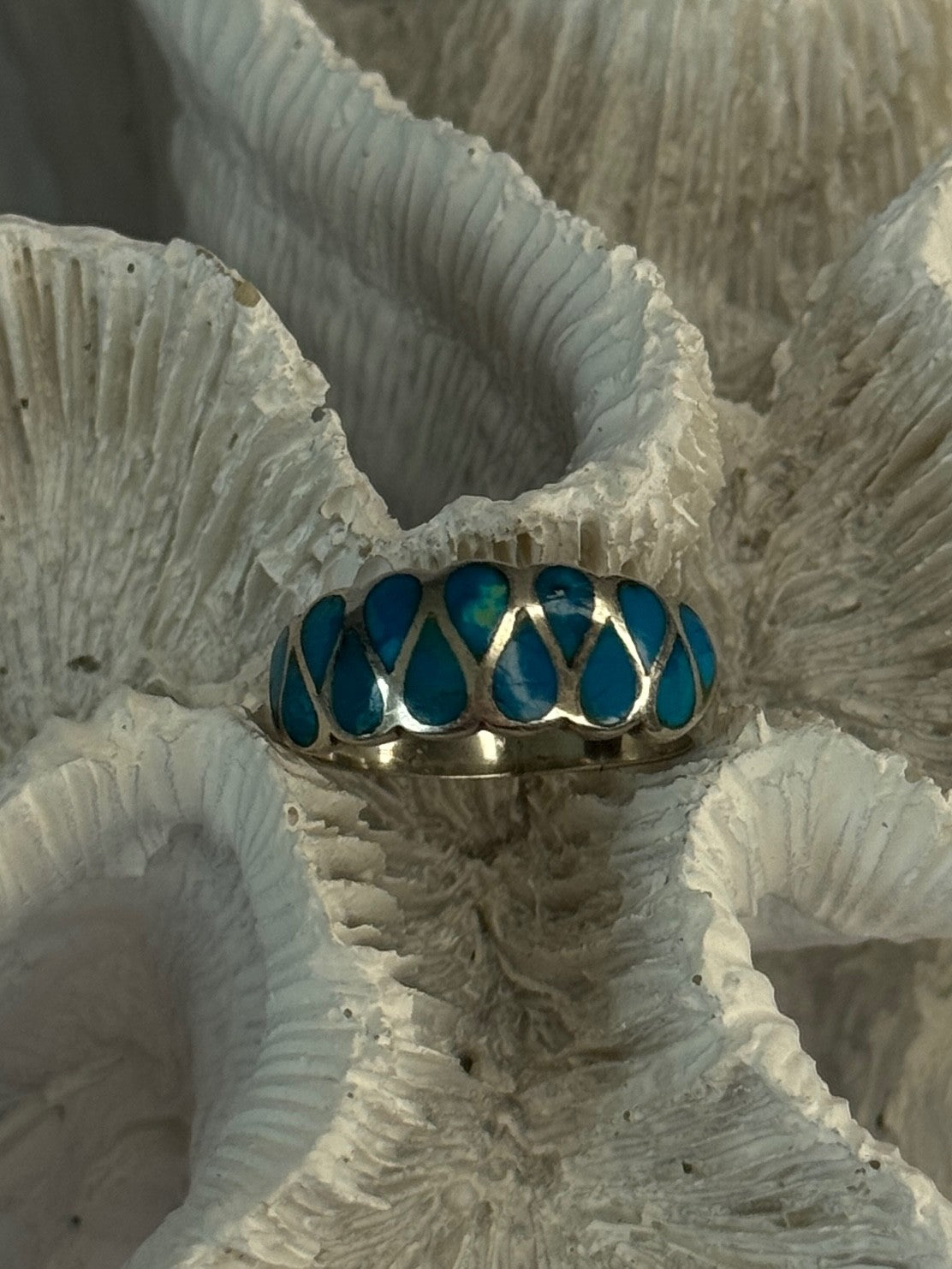 925 Sterling Silver Turquoise Ring Size 7