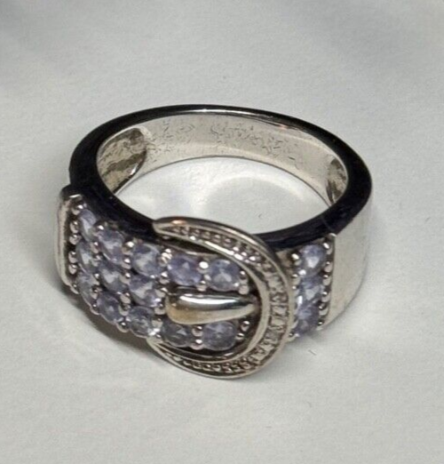925 Sterling Silver Tanzanite & Beryl Ring Size 6