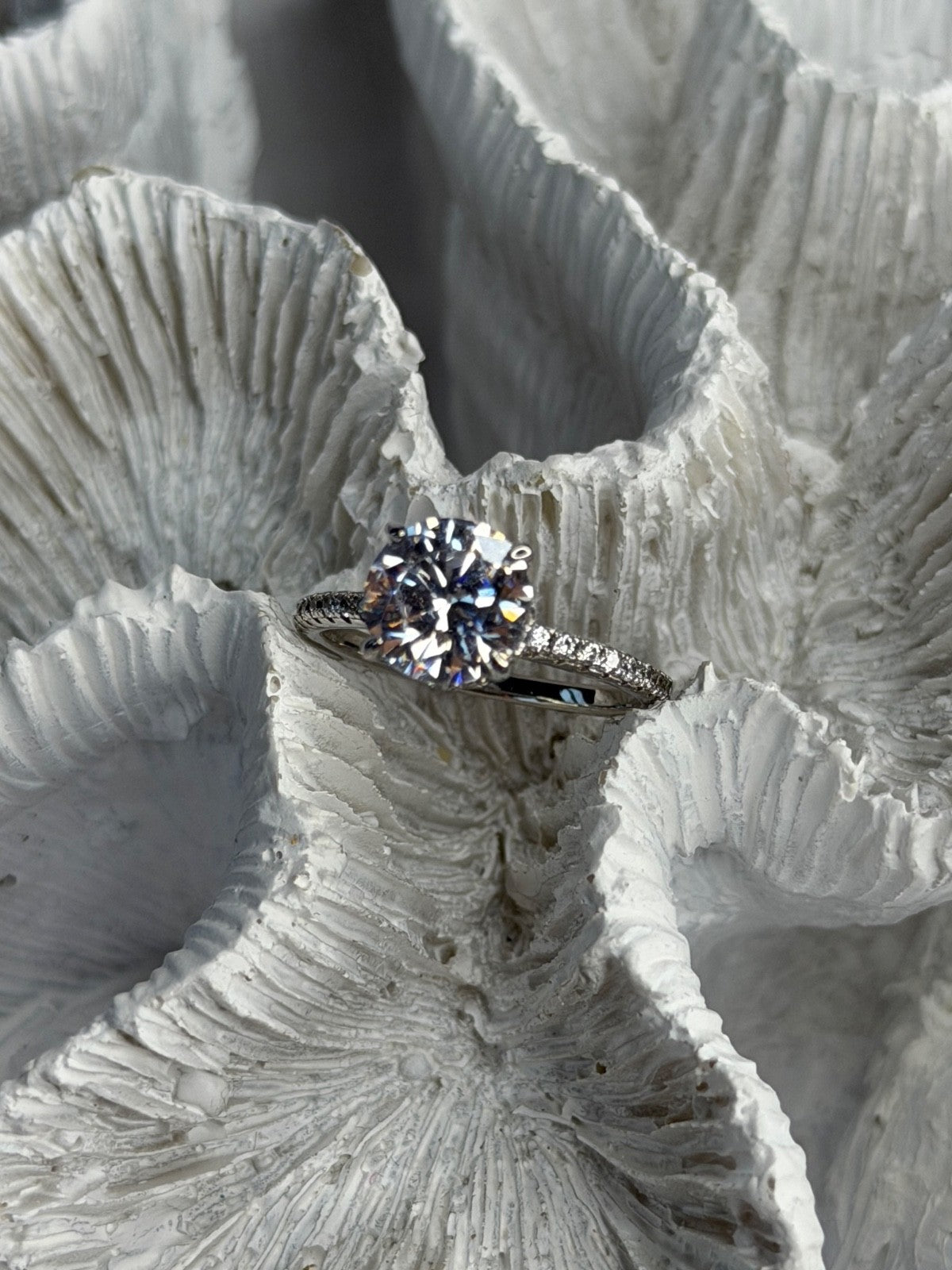 AZL 925 Sterling Silver Lab-Created Diamond Ring Size 6