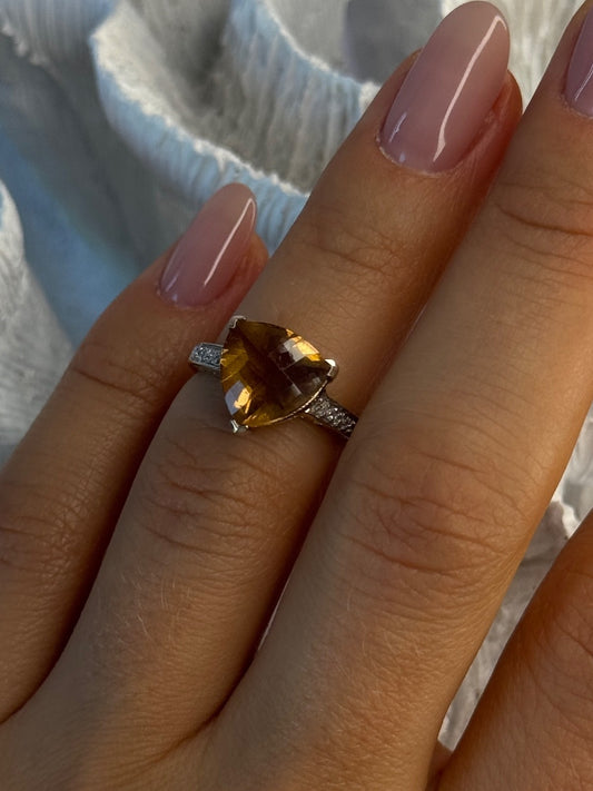 925 Sterling Silver Dravite Brown Tourmaline Ring Size 5
