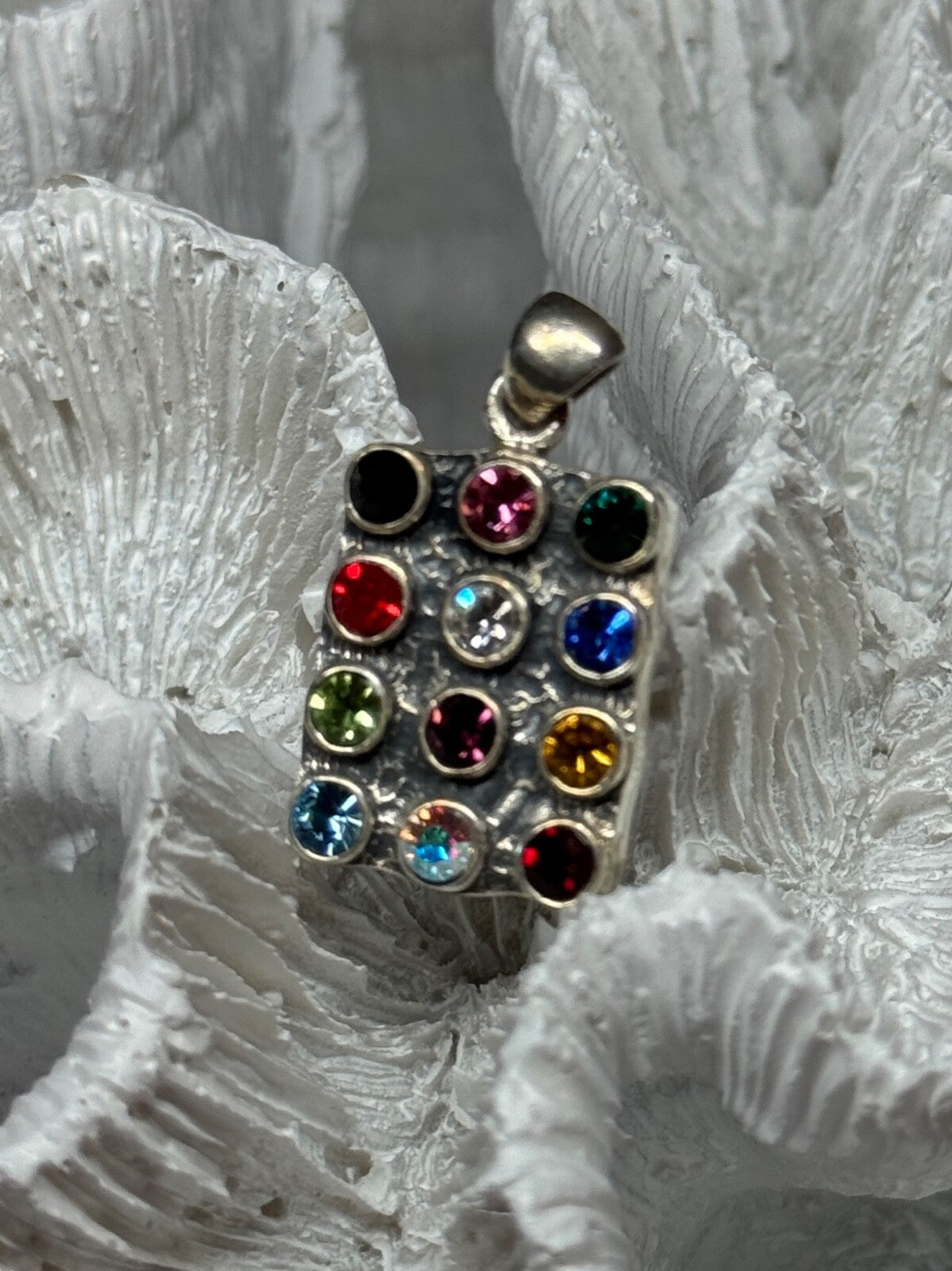 925 Sterling Silver Multicolor Spinel Pendant Length 1.3 Inch