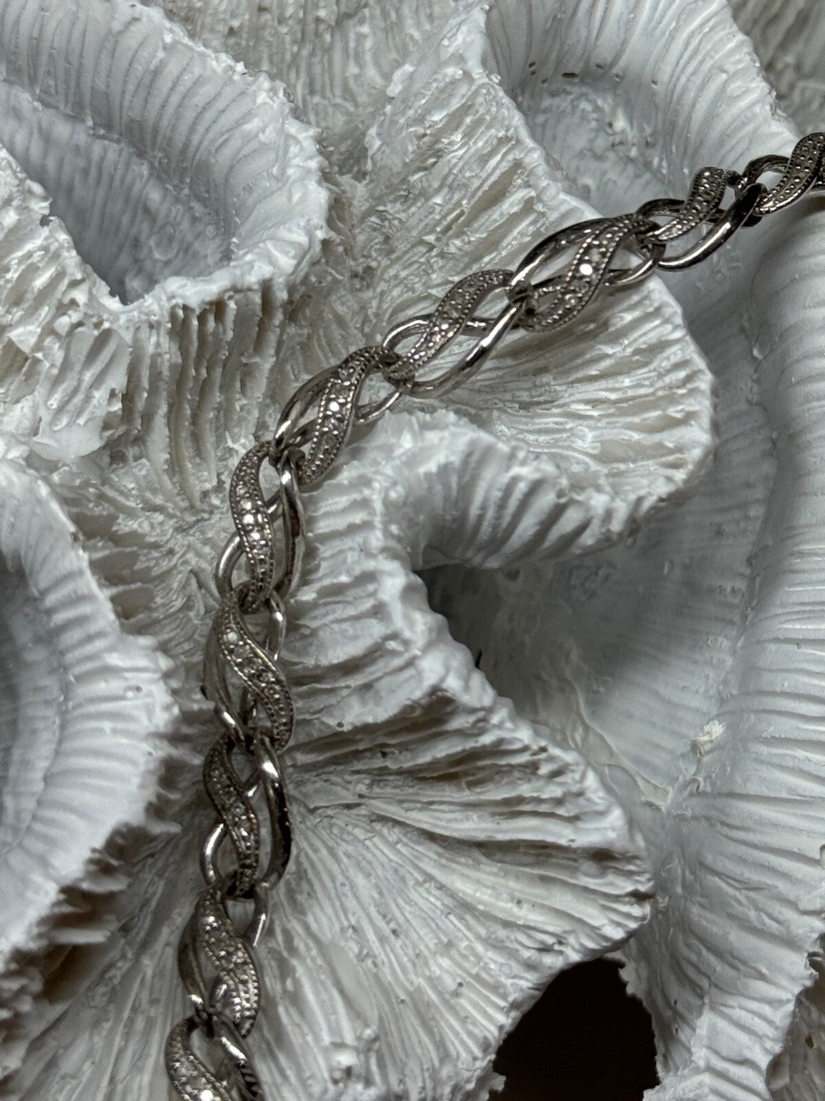 925 Sterling Silver Bracelet Diamonds Length 7.5