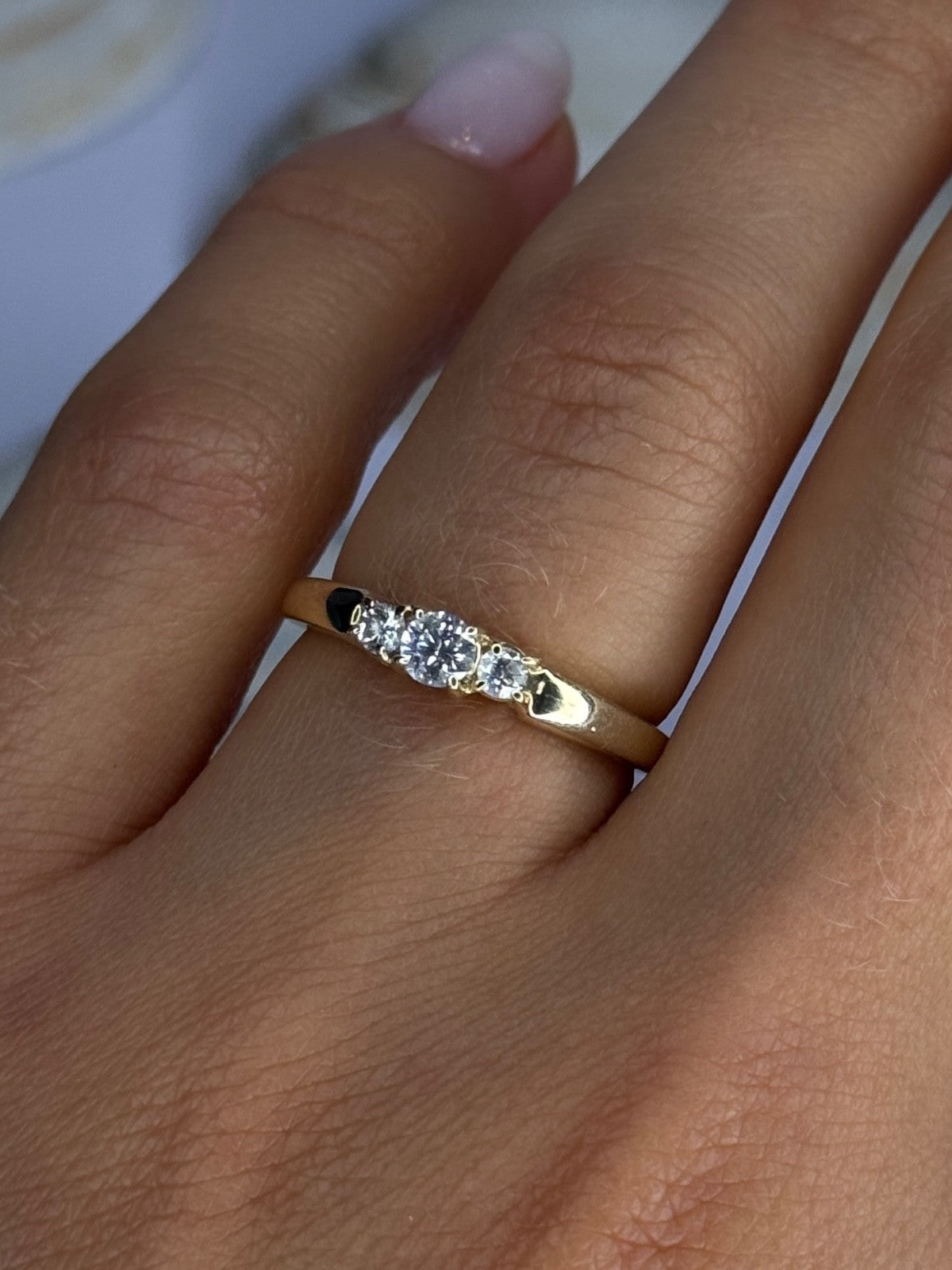 14K Yellow Gold Diamond 0.36 Carat Total Weight Ring Size 7