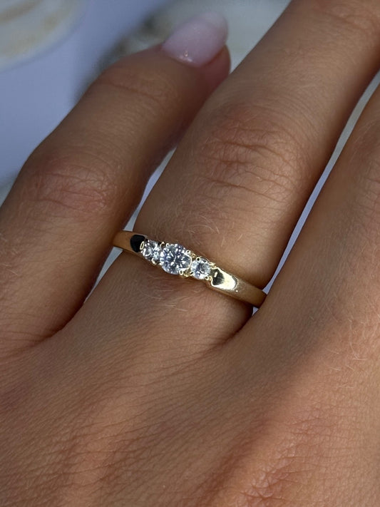 14K Yellow Gold Diamond 0.36 Carat Total Weight Ring Size 7
