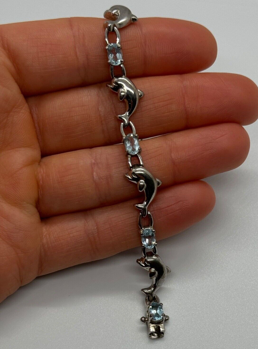 925 STERLING SILVER  TOPAZ DOLPHIN BRACELET