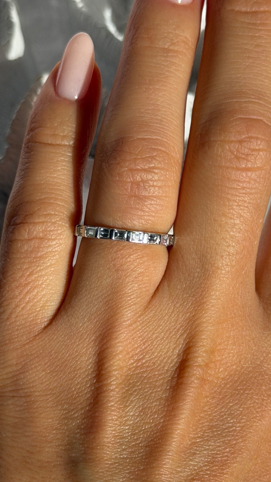 Custom 14K White Gold Diamond 0.92 ct Ring Size 6.5
