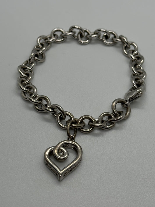925 Sterling Silver Diamond Heart KSJ Bracelet