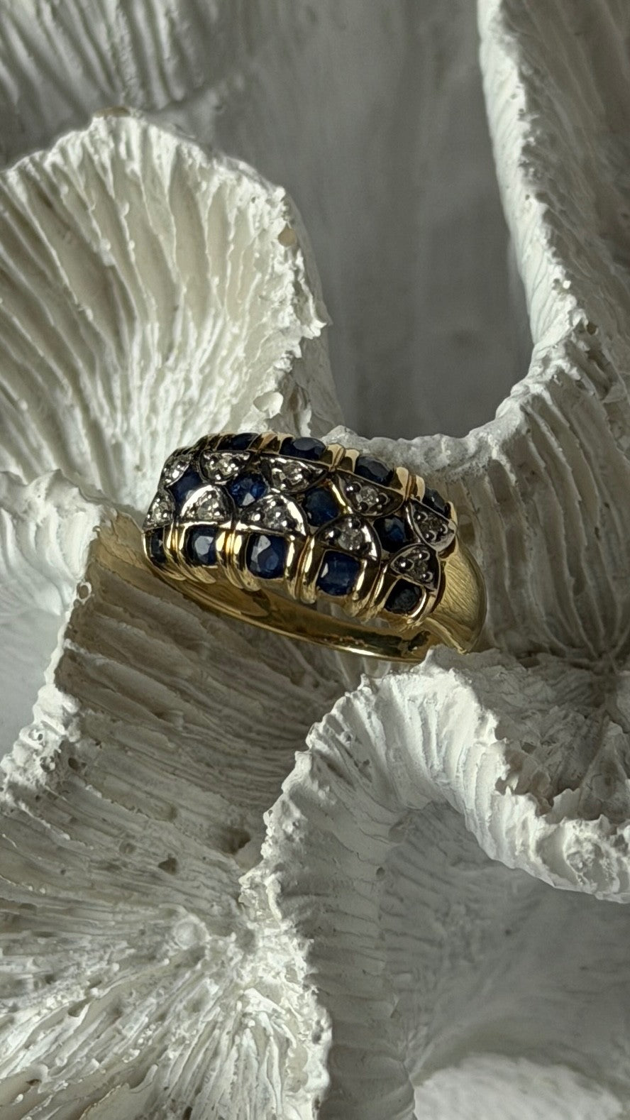 14K Yellow Gold Sapphire 0.84 ct & Diamond 0.15 ct Ring Size 5