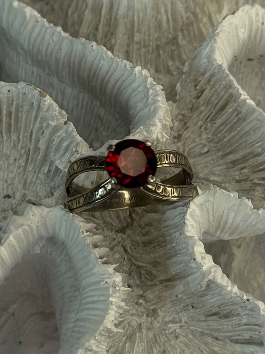 Vintage 925 Sterling Silver Ruby Ring Size 9.5