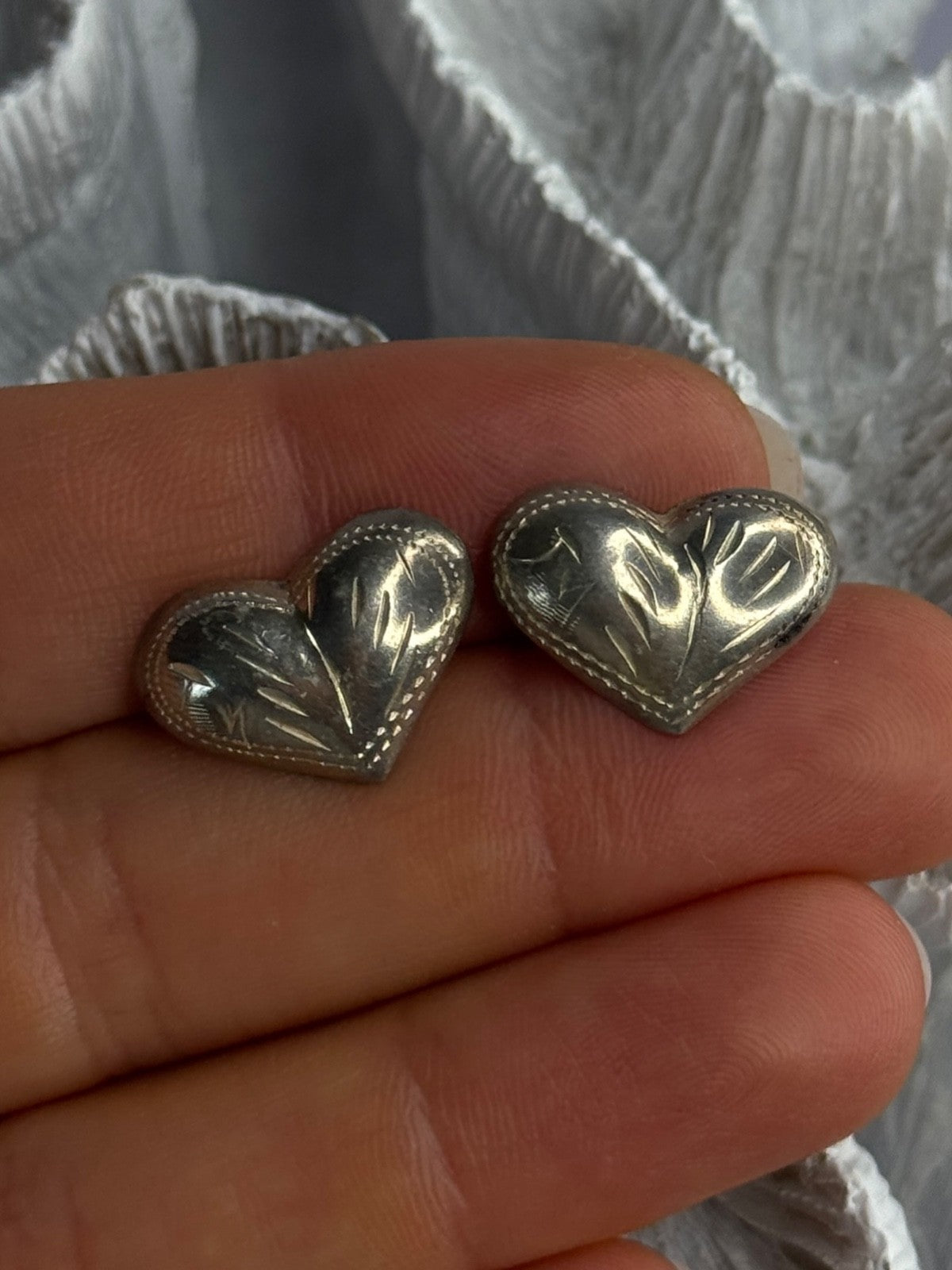 925 Sterling Silver Heart Earrings Length 0.50 Inch