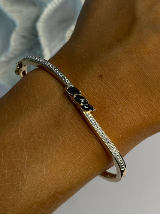 925 Sterling Silver Gold Plated Sapphire Bracelet
