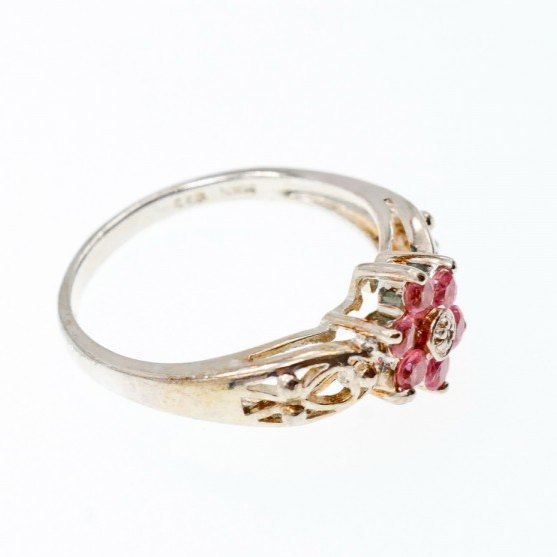 925 Sterling Silver Morganite "Flower" Ring Size 9