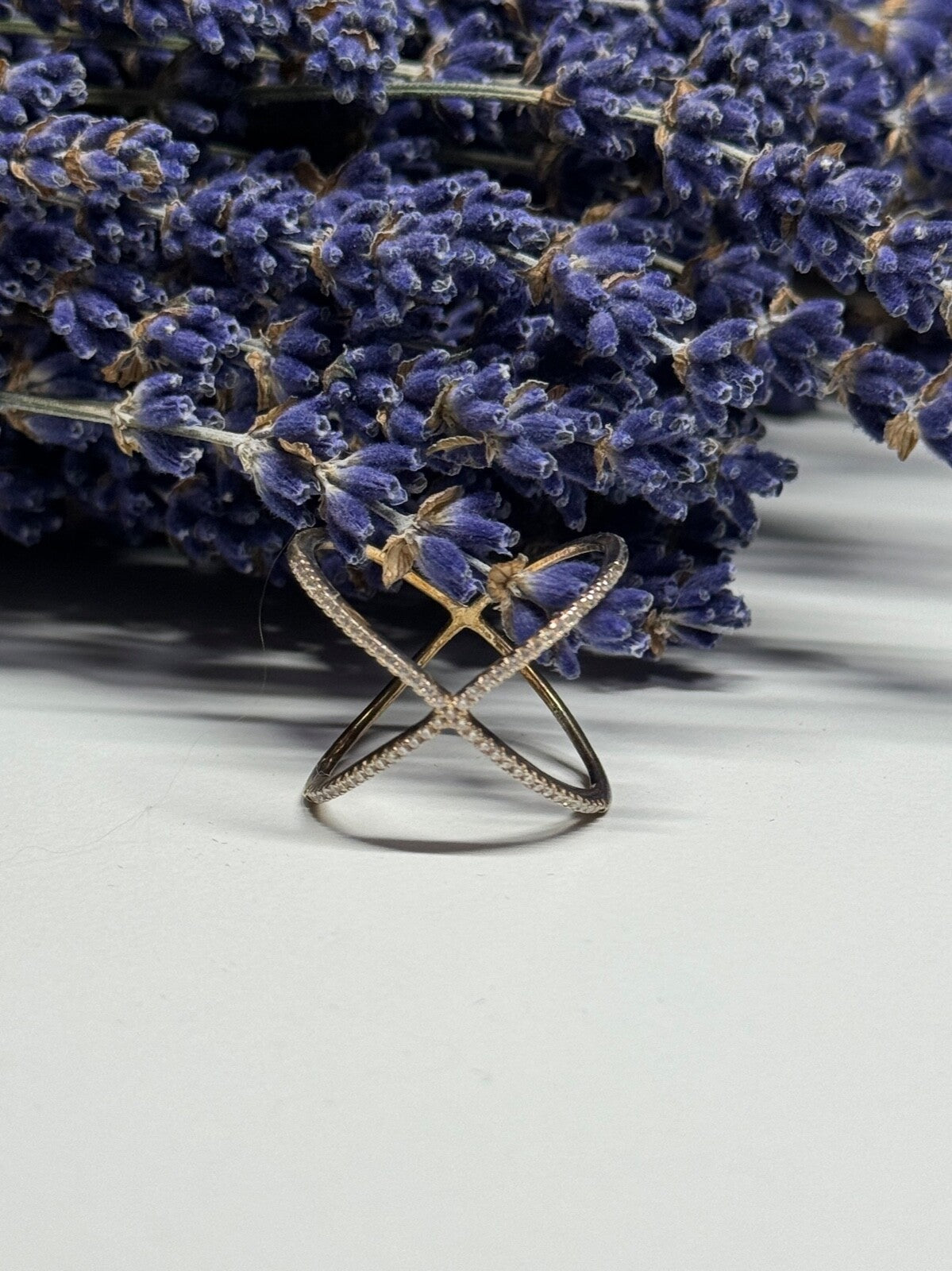 925 Sterling Silver Gold Plated CZ Ring Size 8