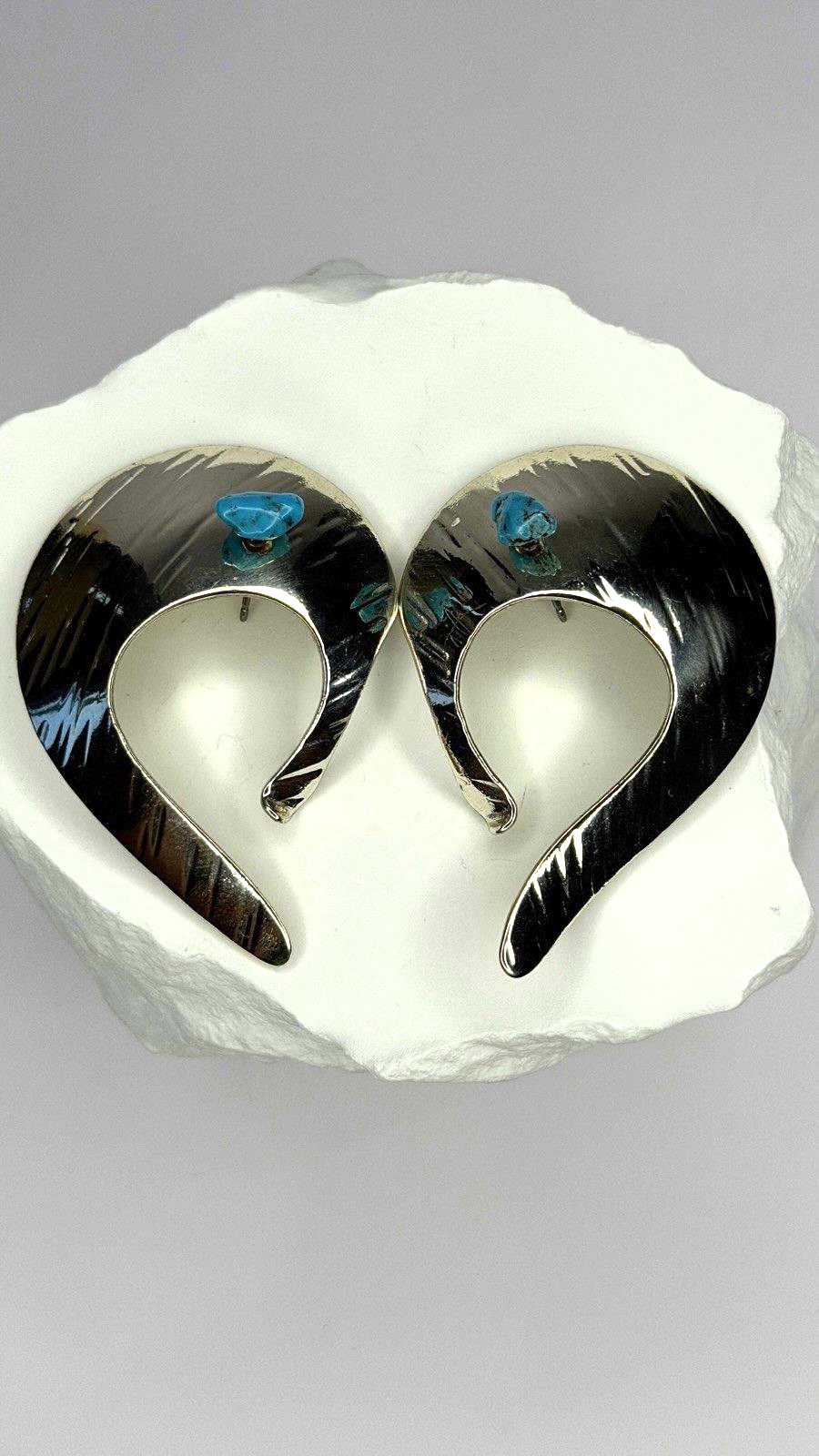 Native American Style 925 Sterling Silver Blue Turquoise Earrings