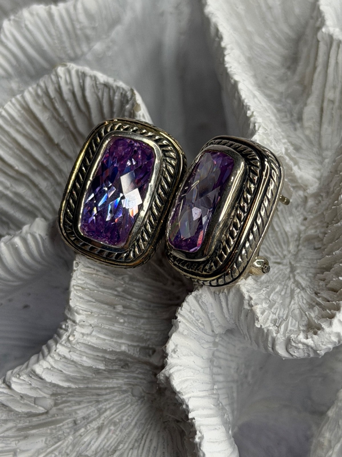 925 Sterling Silver Amethyst Clip-On Earrings