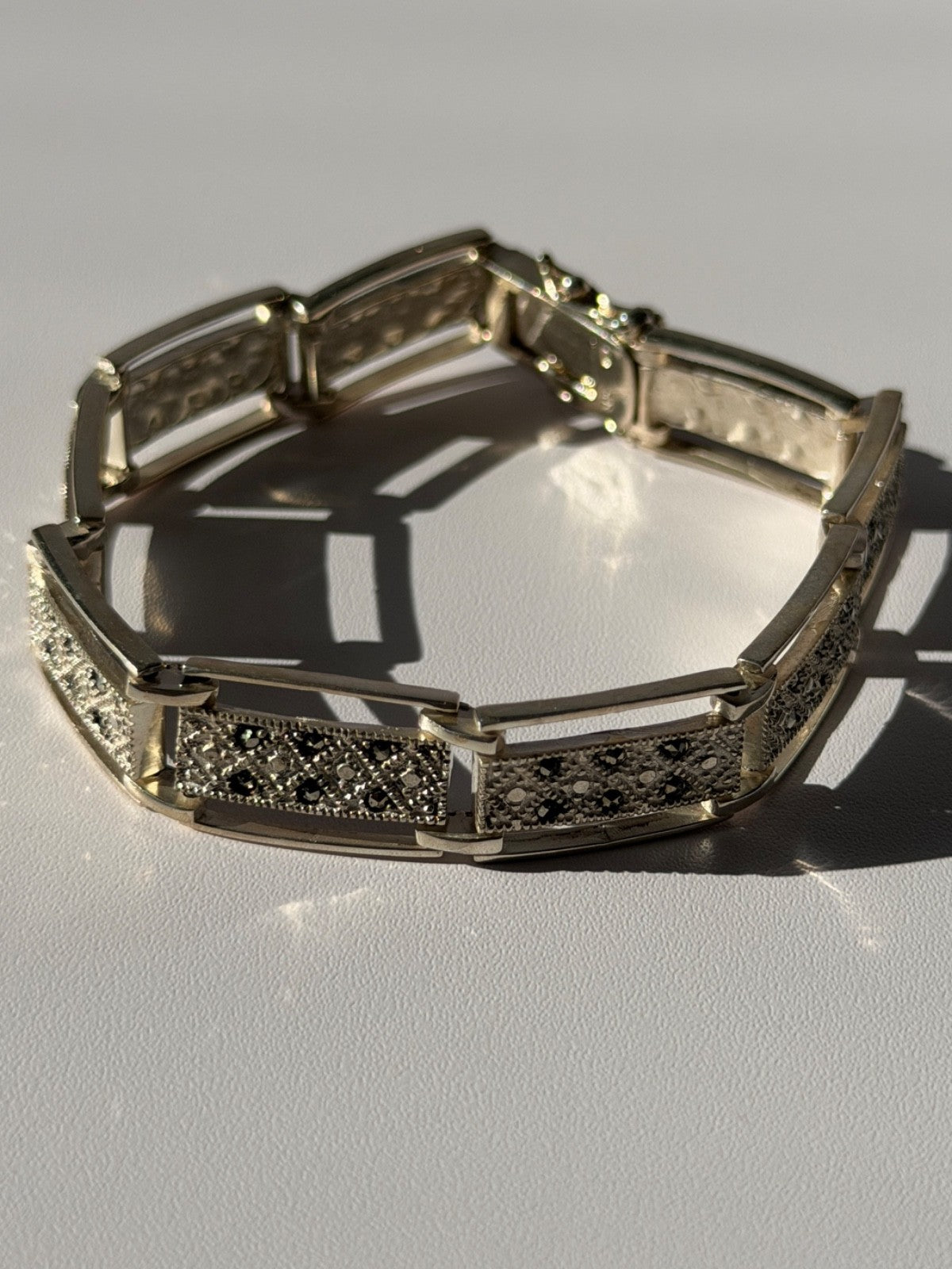 Vintage 925 Sterling Silver Marcasite Bracelet