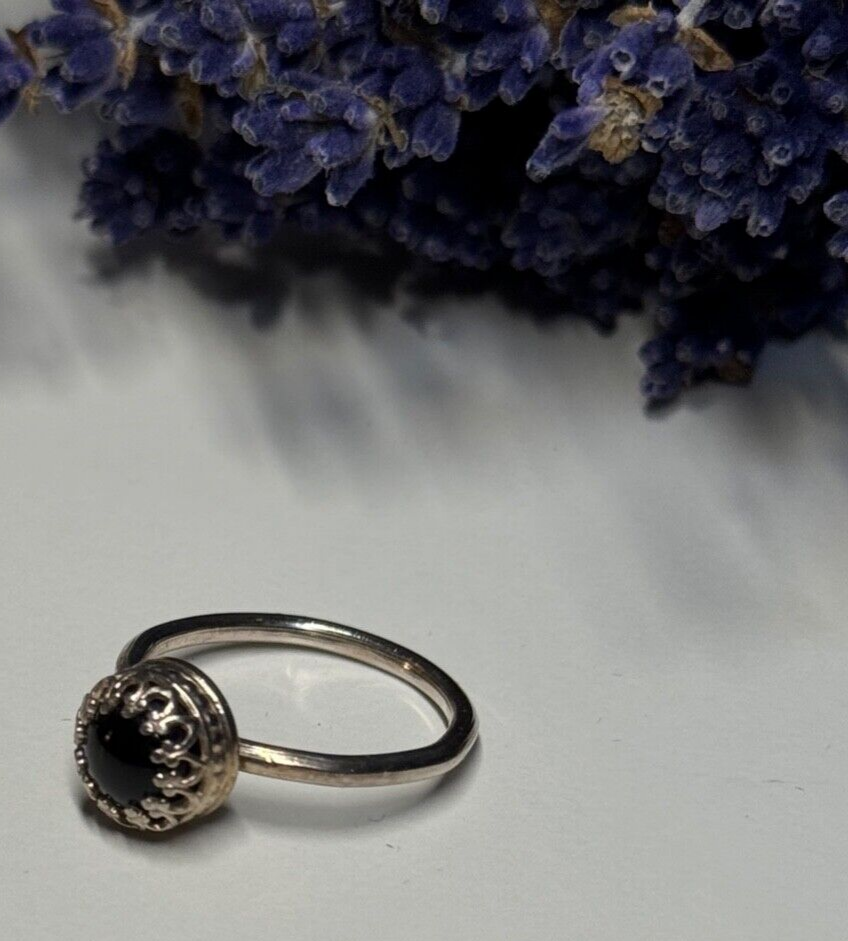 925 Sterling Silver Onyx Ring Size 7.5