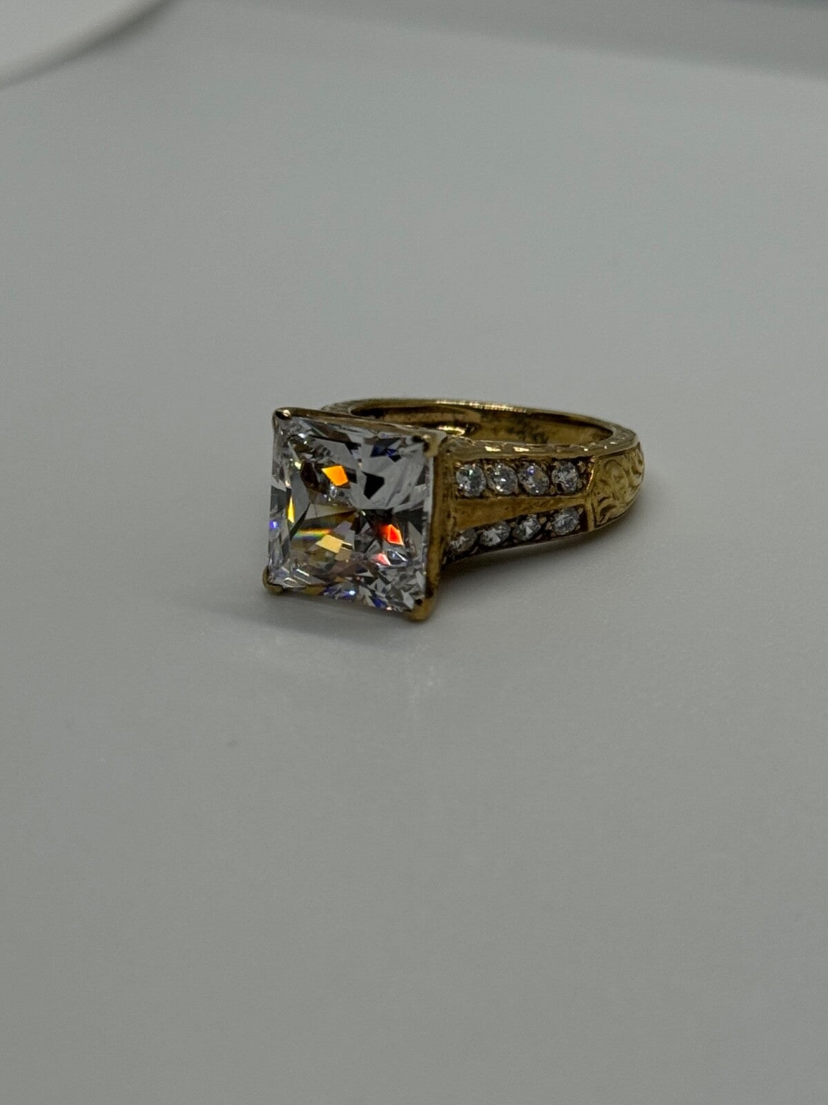 925 Sterling Silver Gold Plated CZ Ring Size 4.5