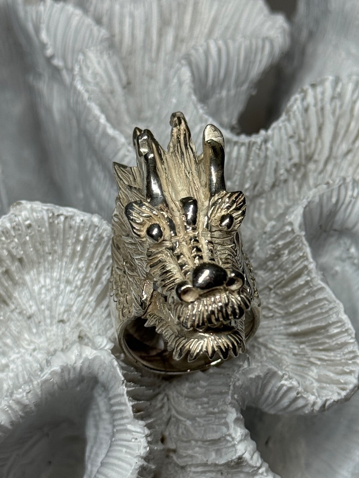 925 Sterling Silver Dragon Ring Size 11