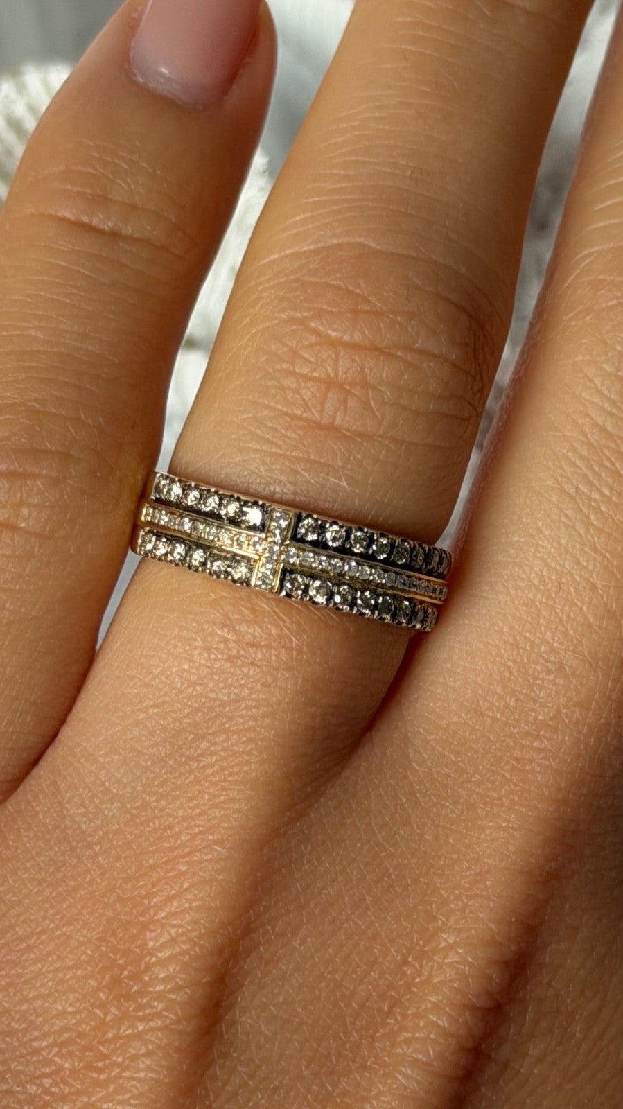 10K Yellow Gold White 0.17 ct & Chocolate 0.32 ct Diamond Ring Size 7