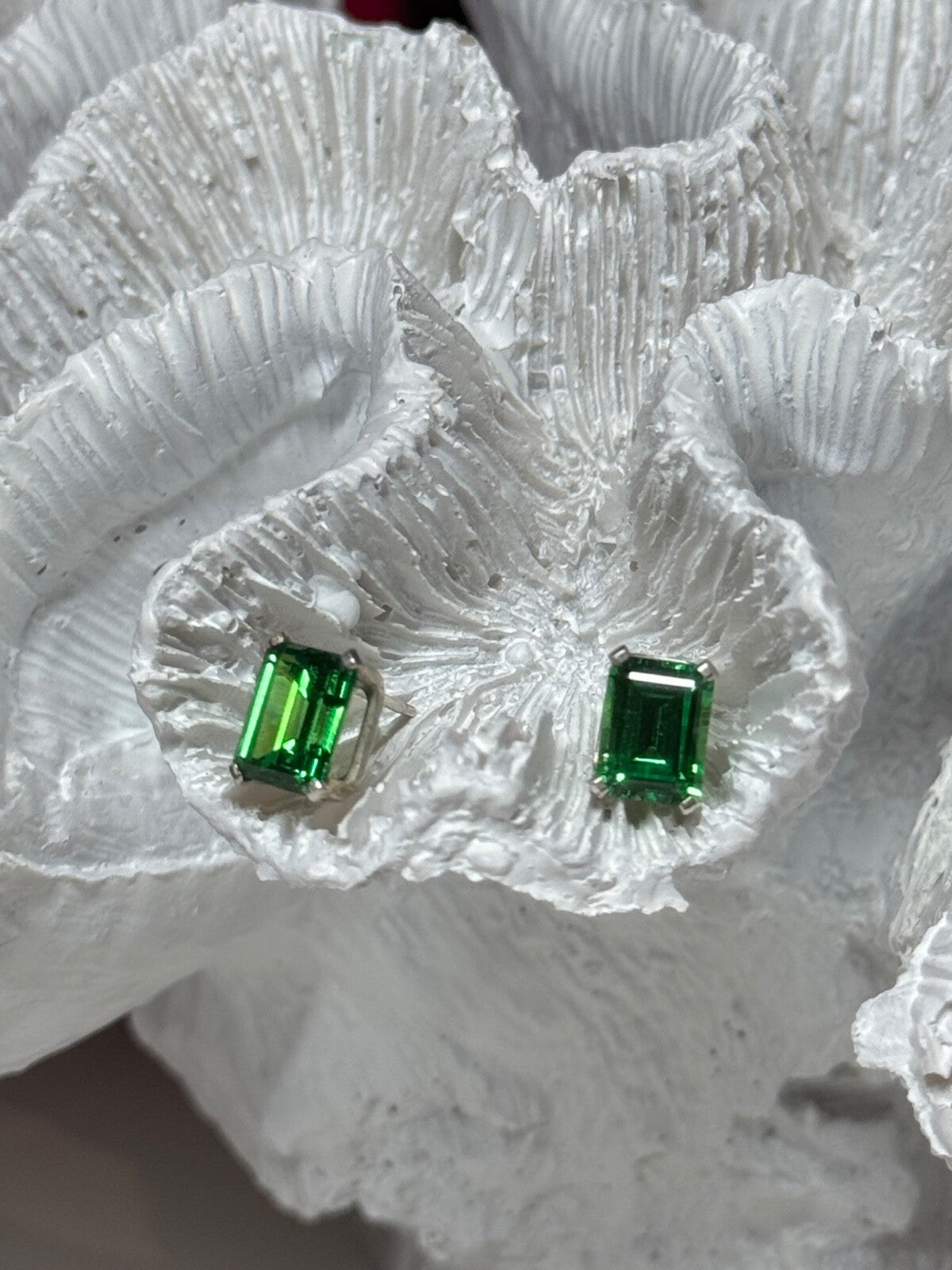 925 Sterling Silver Green Peridot Earrings Length 8 Mm