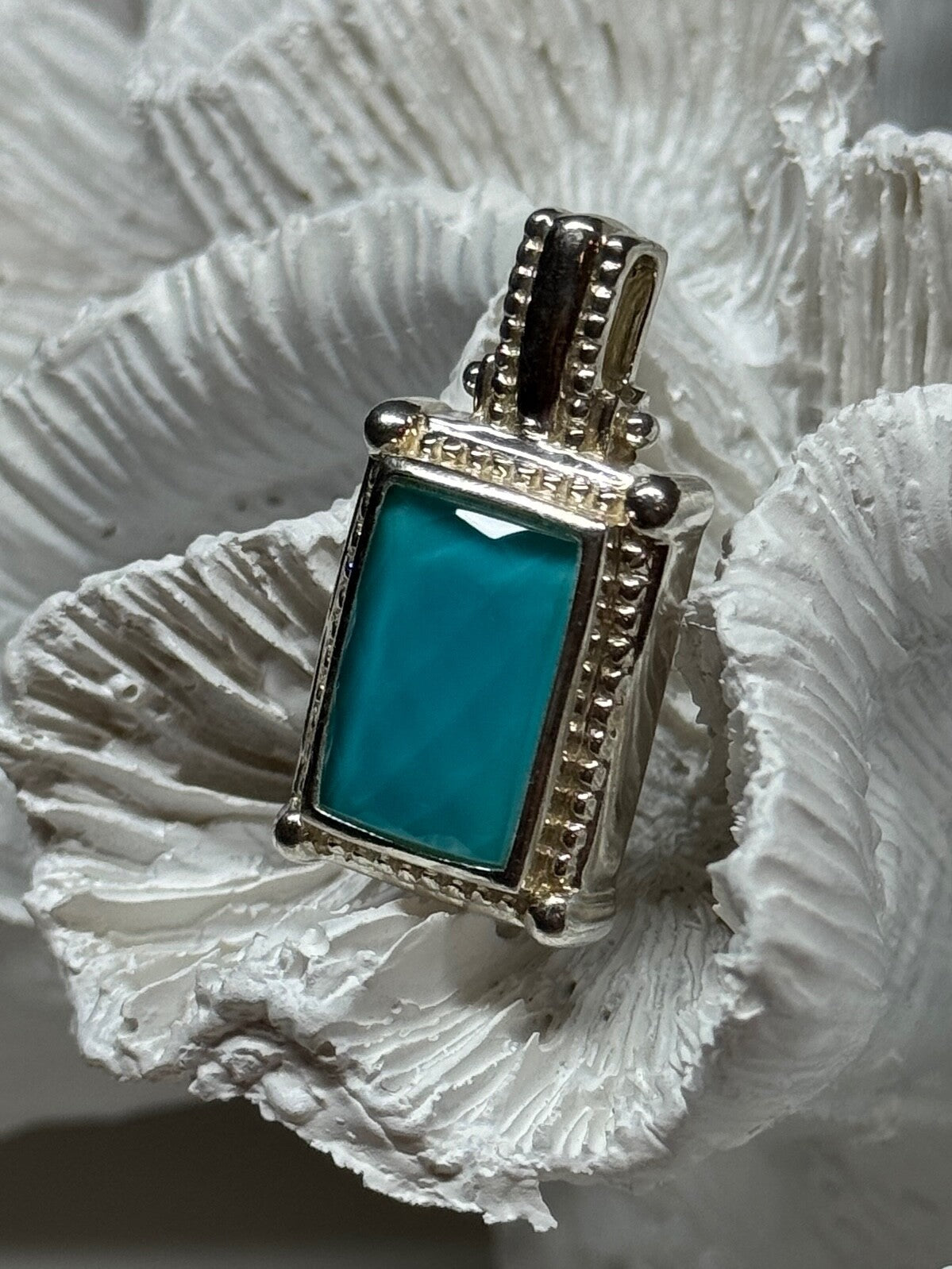 925 Sterling Silver Turquoise Pendant Length 1.3 Inch
