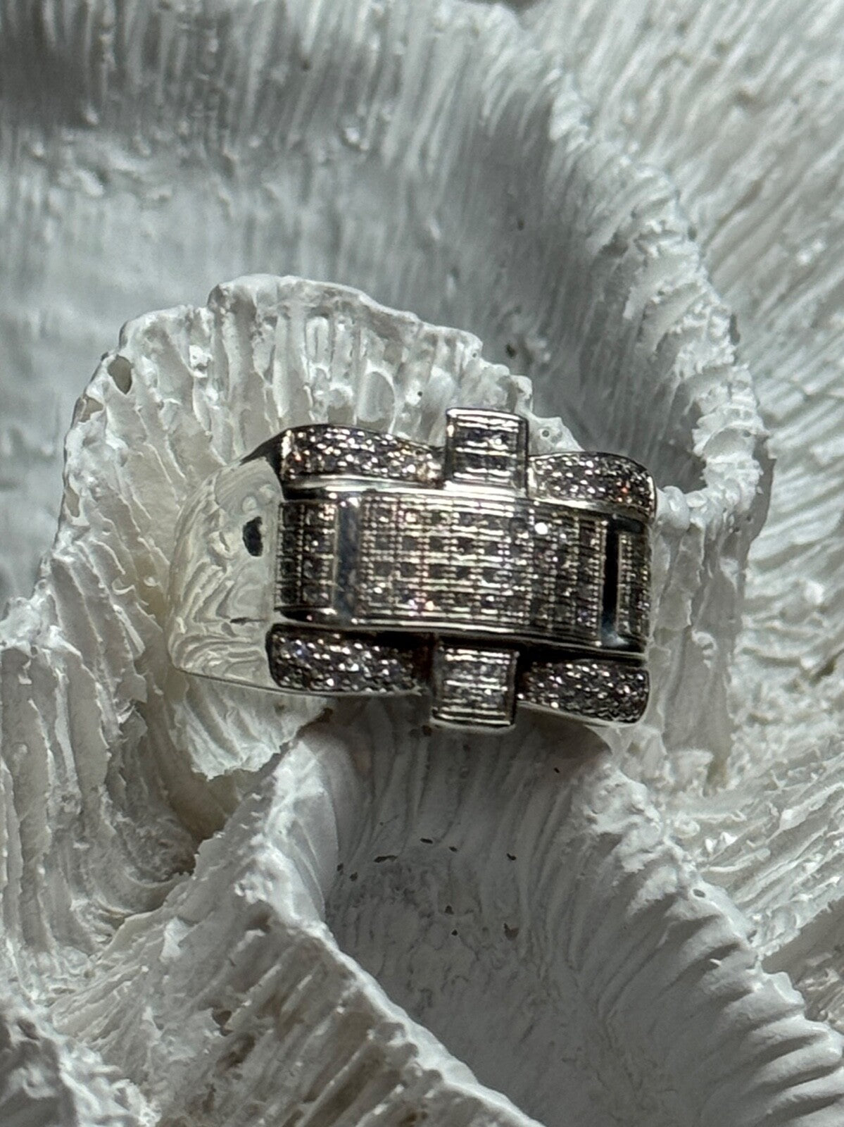 925 Sterling Silver Diamonds Men'S Ring Size 9