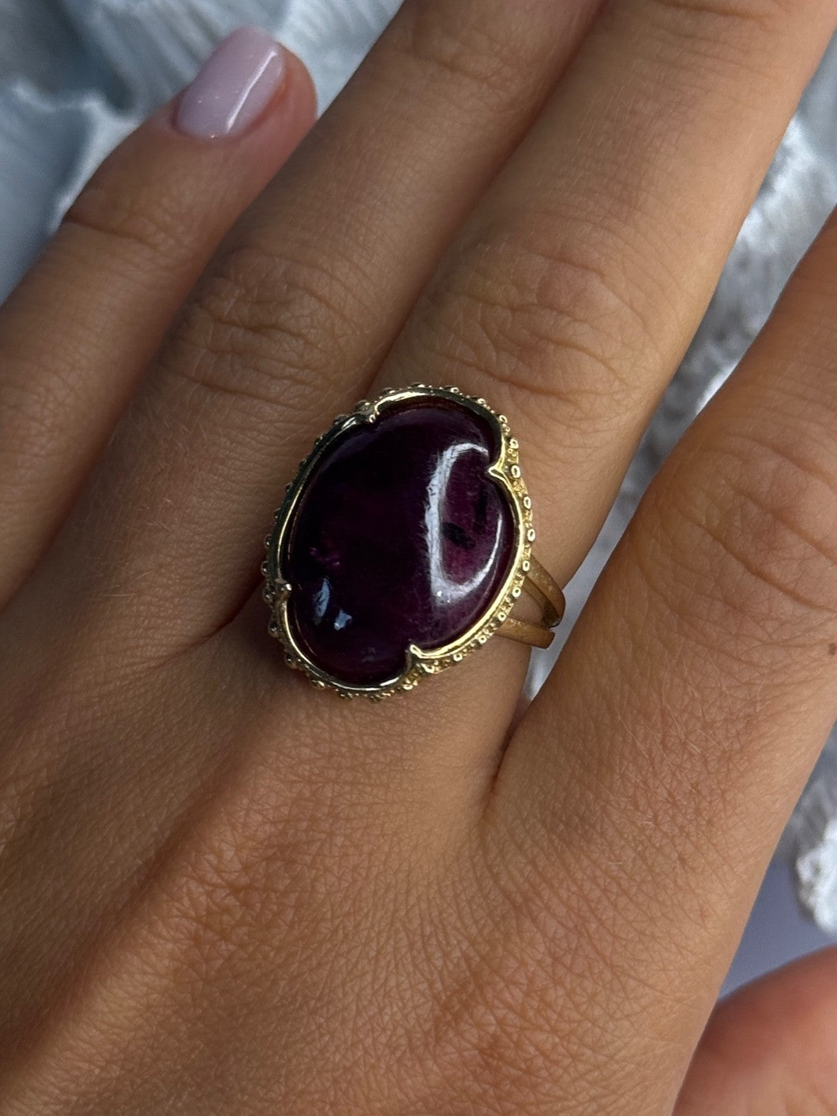 925 Sterling Silver Gold Plated Ruby Ring Size 7.5