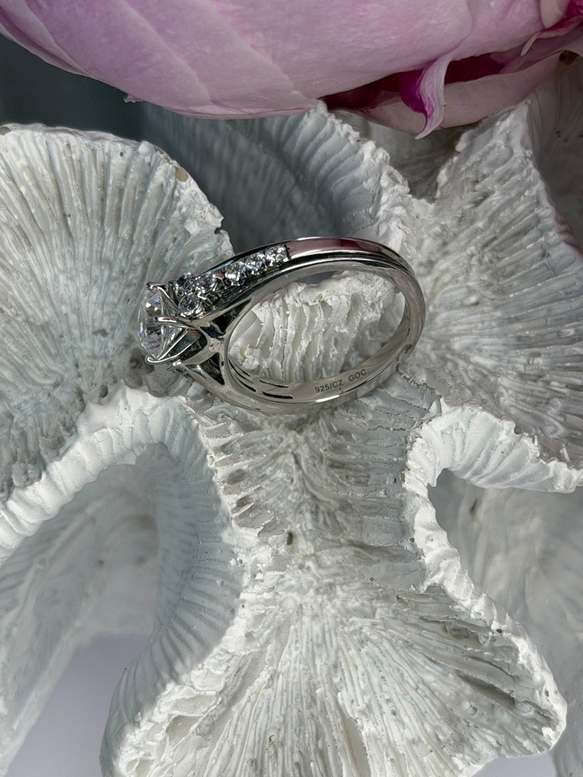 GOC 925 Sterling Silver tcw 1.48 Cz Ring Size 7