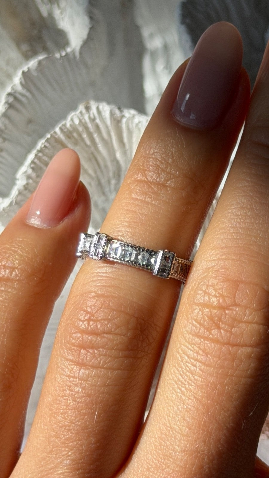 925 Sterling Silver Cz Band Ring Size 5