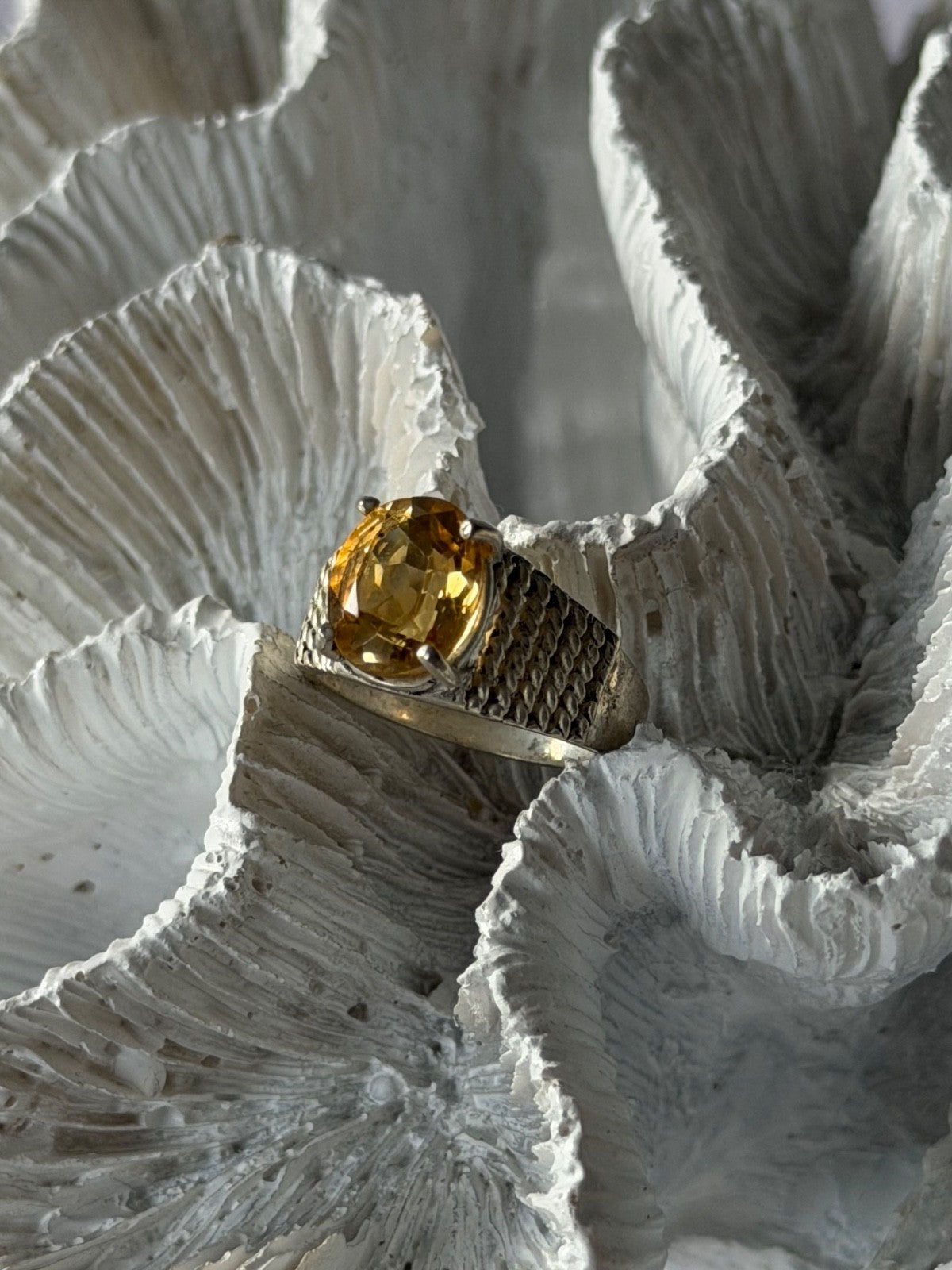 925 Sterling Silver Citrine Ring Size 6