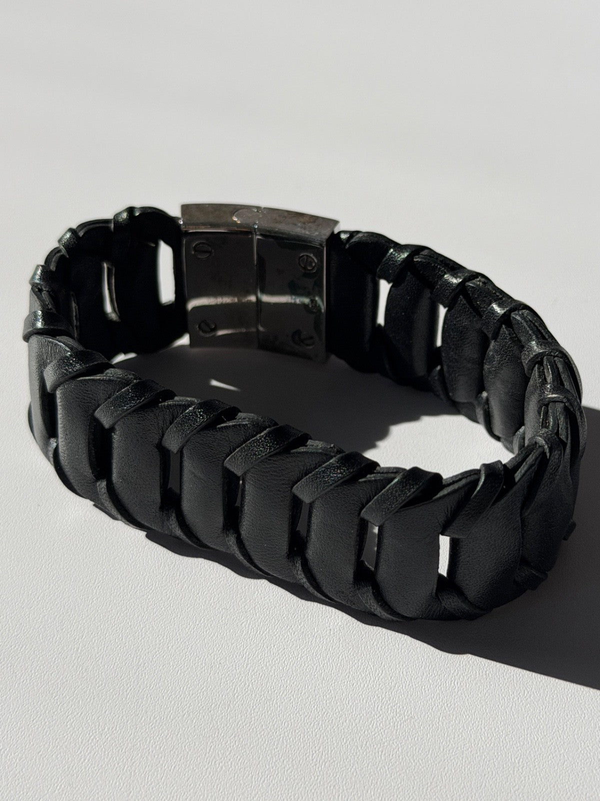 Emporio Armani Leather & 925 Sterling Silver Bracelet