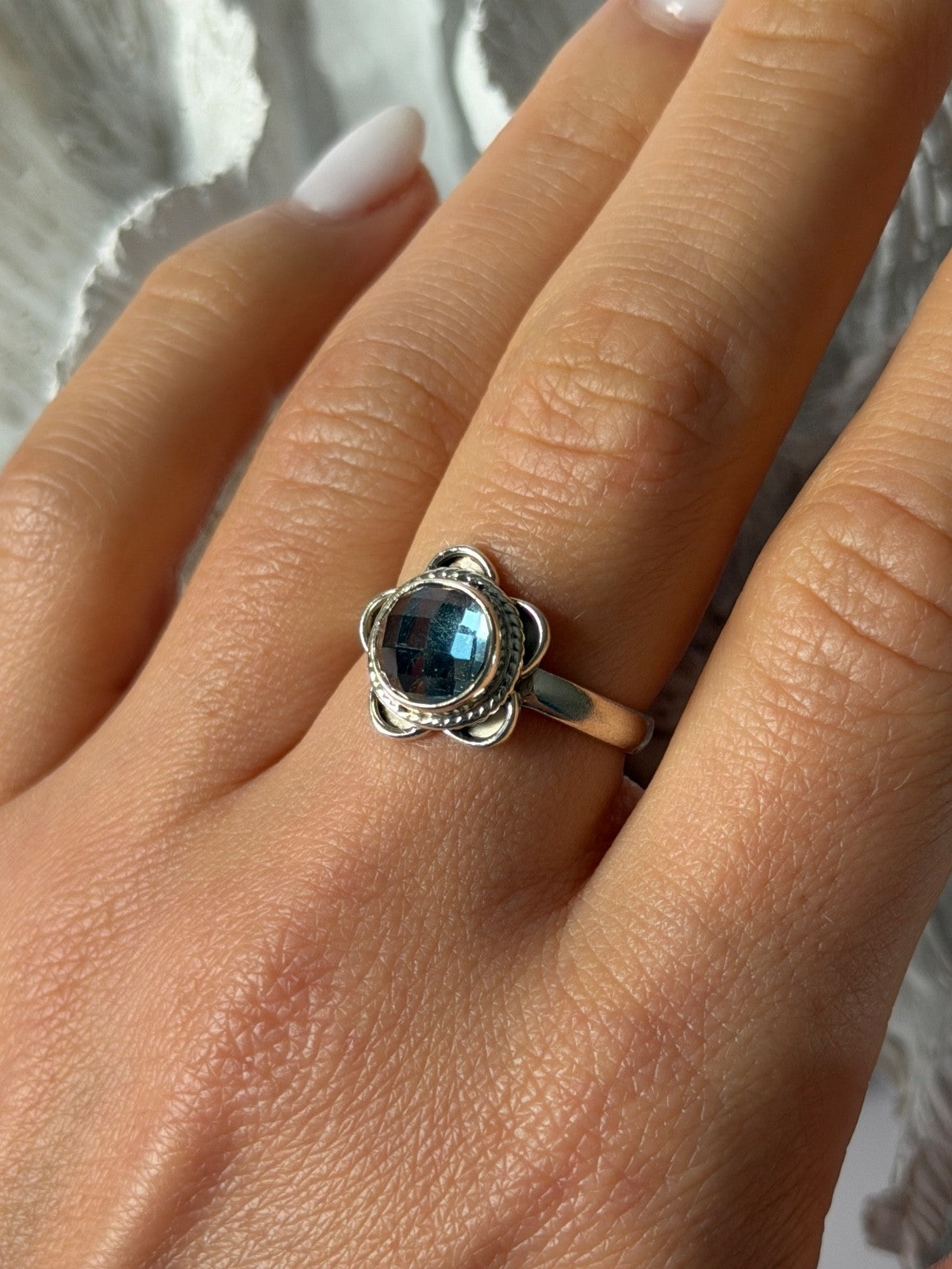Vintage 925 Sterling Silver Aquamarine Ring Size 8