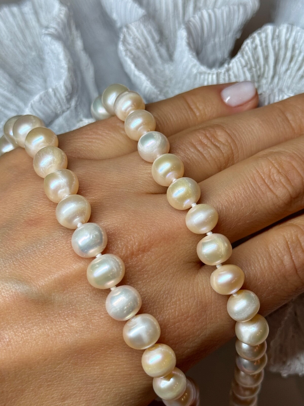 14K YELLOW GOLD CLASP FRESH WATER PINK PEARL NECKLACE 18 Inch