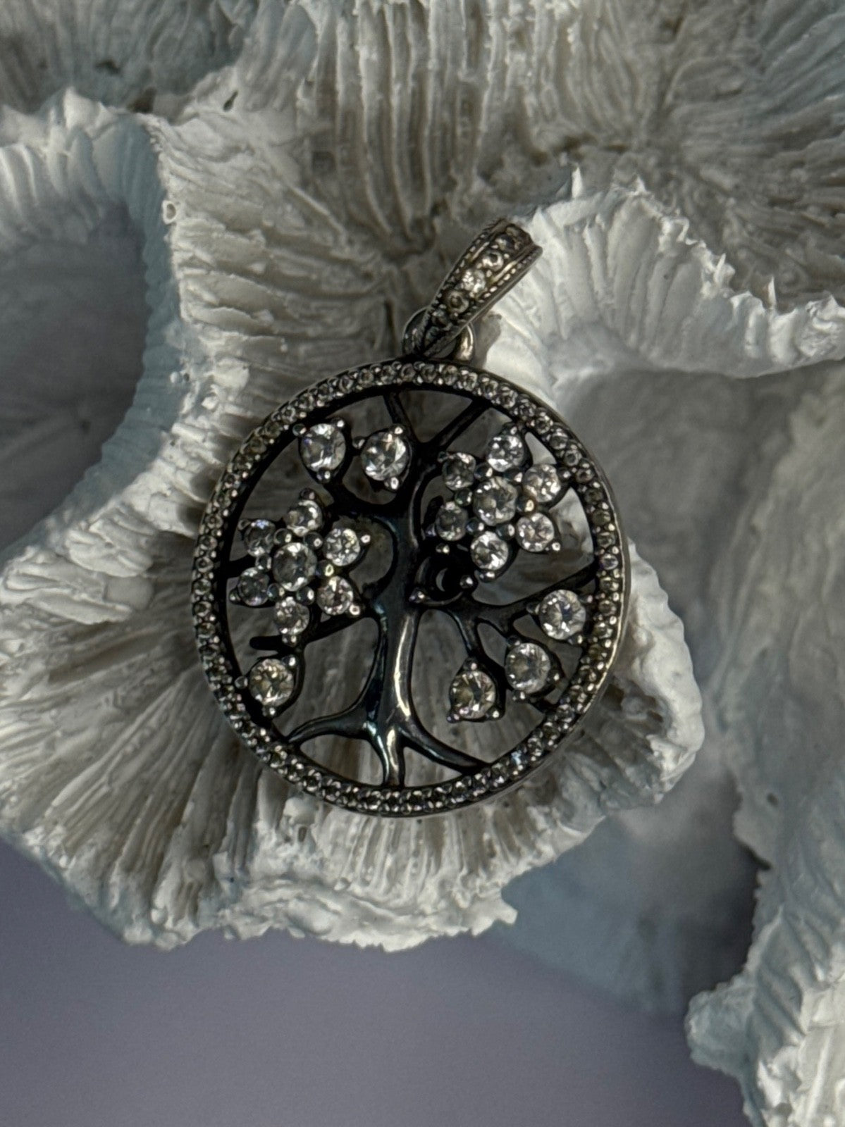 Authentic Pandora Tree Of Life 925 Sterling Silver CZ Pendant Length 1.30 Inch