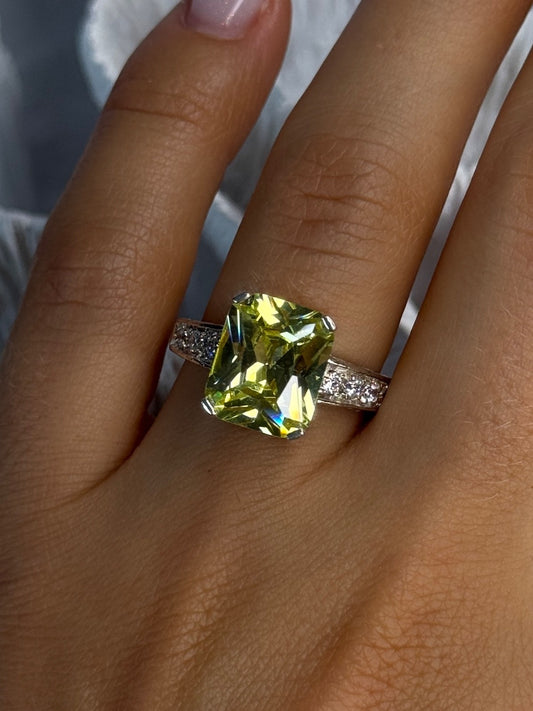 925 Sterling Silver Lemon Quartz Ring Size 8