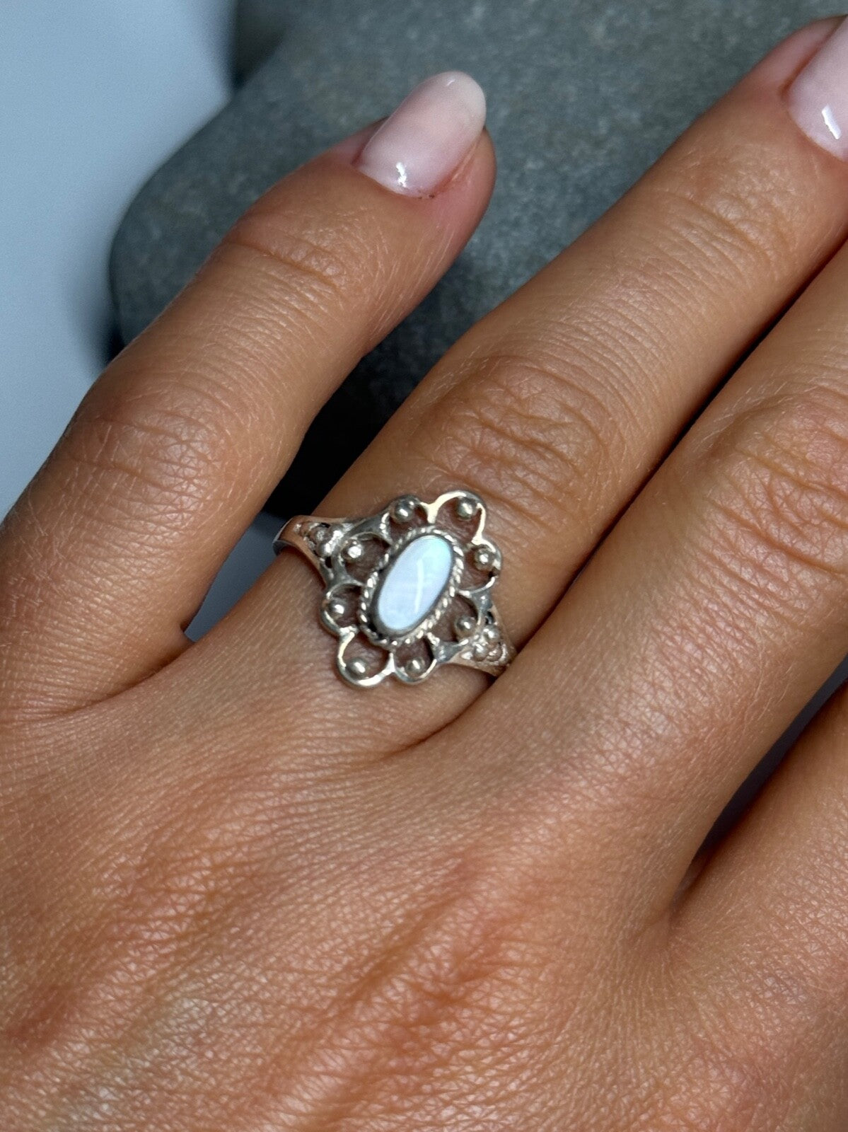 925 Sterling Silver Abalone Ring Size 7