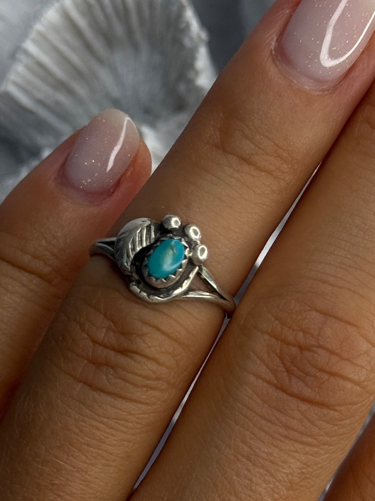 Vintage 925 Sterling Silver Turquoise Ring Size 6