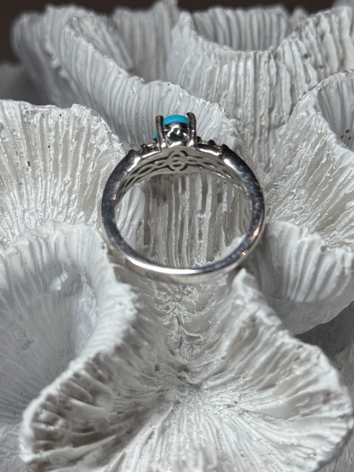 925 Sterling Silver Larimar & Beryl Ring Size 7.5