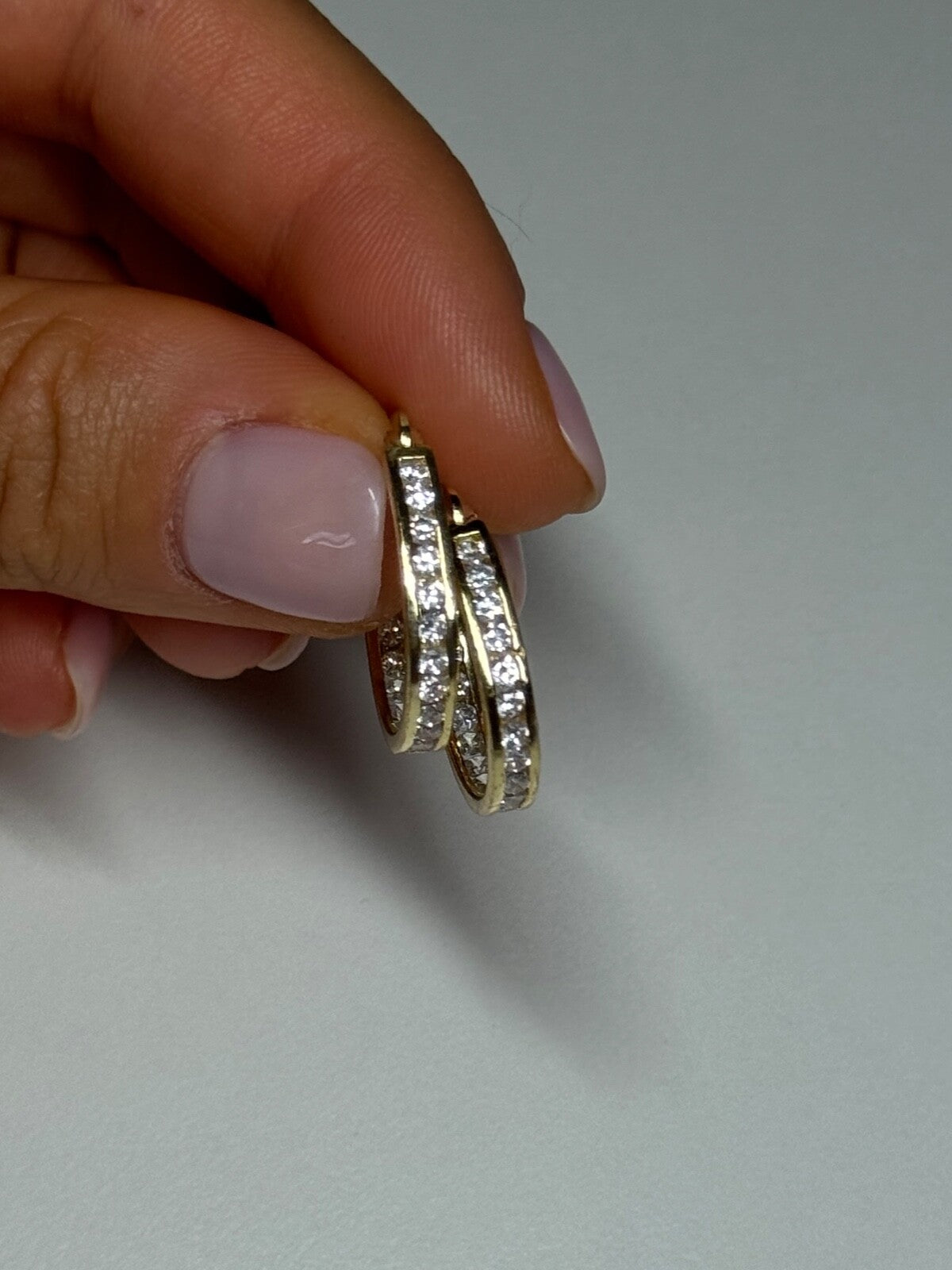 925 Sterling Silver Gold Plated CZ Earrings Length 21.5 Mm