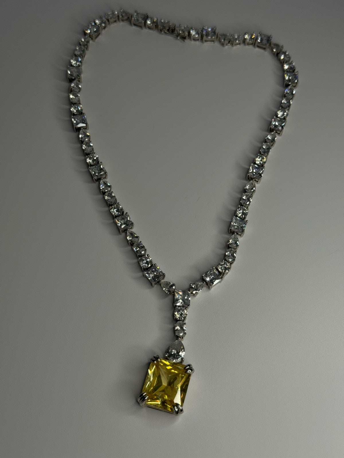 Beautiful 925 Sterling Silver Citrine & Beryl Necklace Length 18 Inch