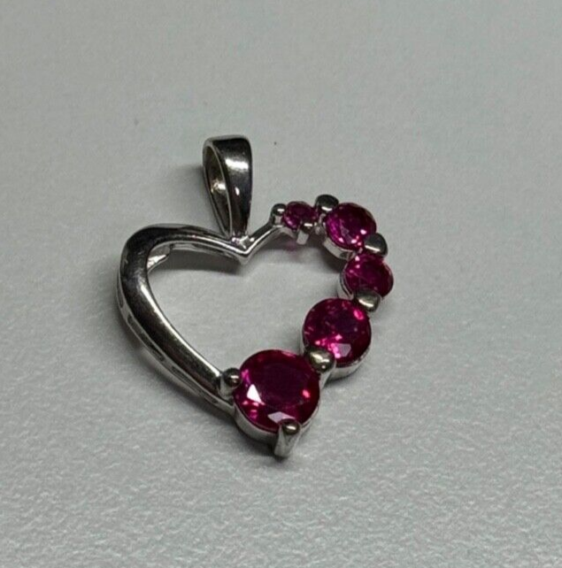 925 Sterling Silver Spinel Heart Pendant