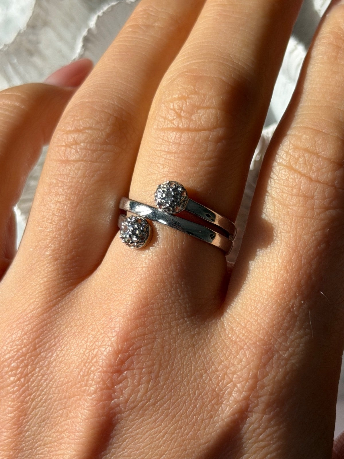 925 Sterling Silver White Topaz Ring Size 9