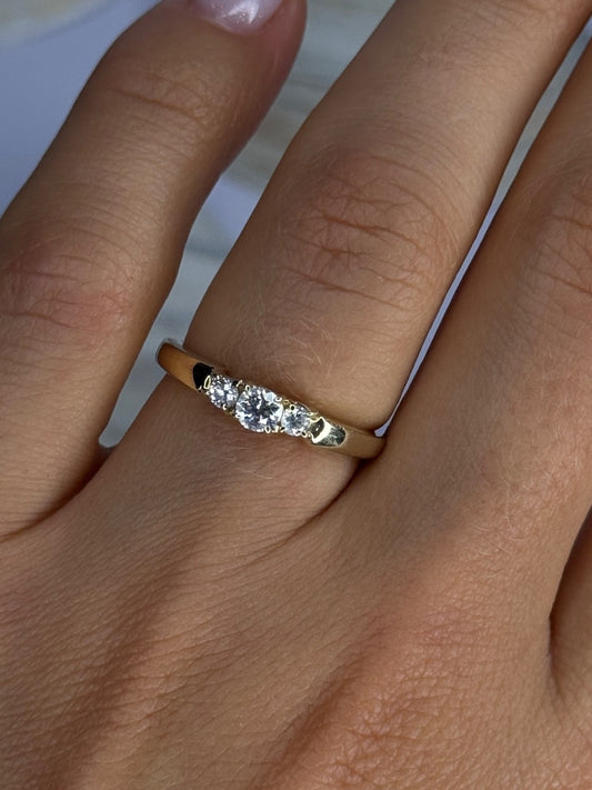 14K Yellow Gold Diamond 0.36 Carat Total Weight Ring Size 7