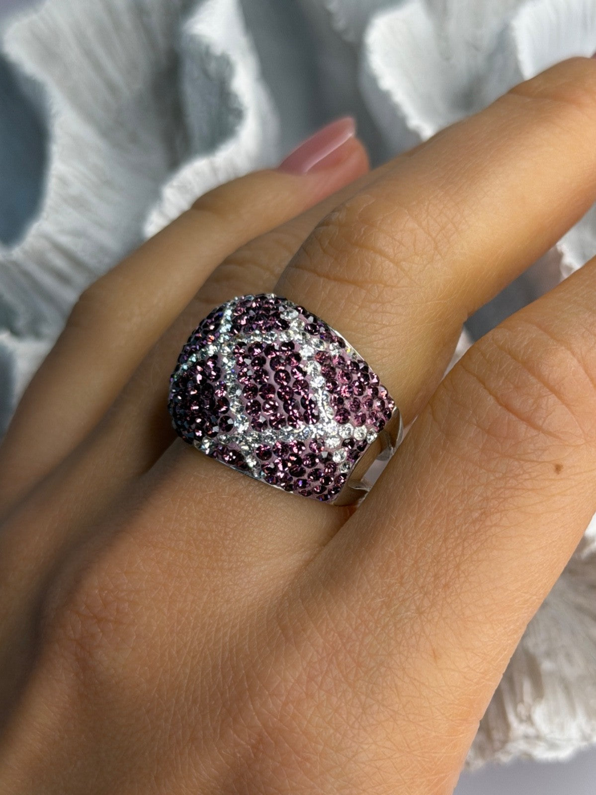 Beautiful Design 925 Sterling Silver Cz Ring Size 8