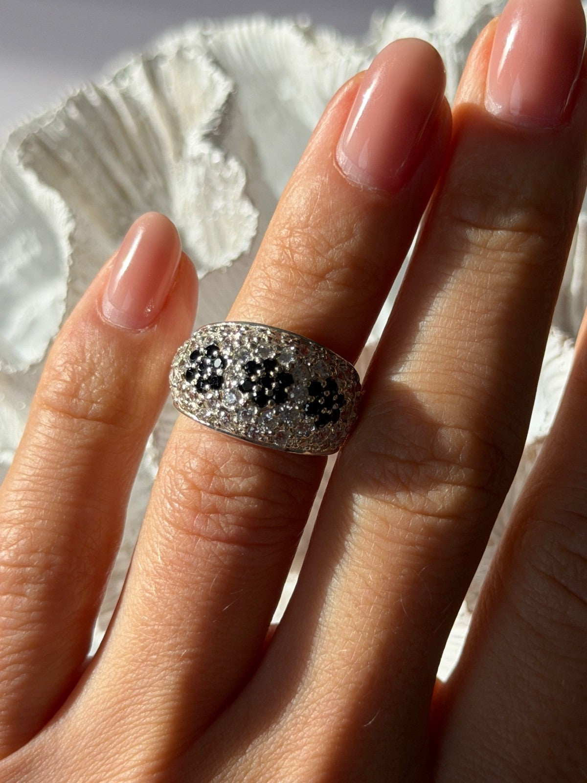925 Sterling Silver Cz Flowers Ring Size 5