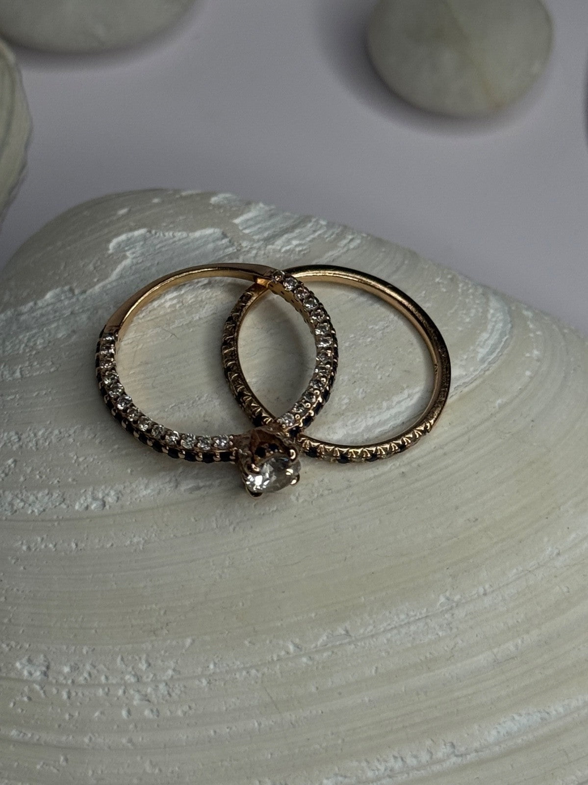 14K Rose Gold Sapphire & Diamond Set of Rings Size 7