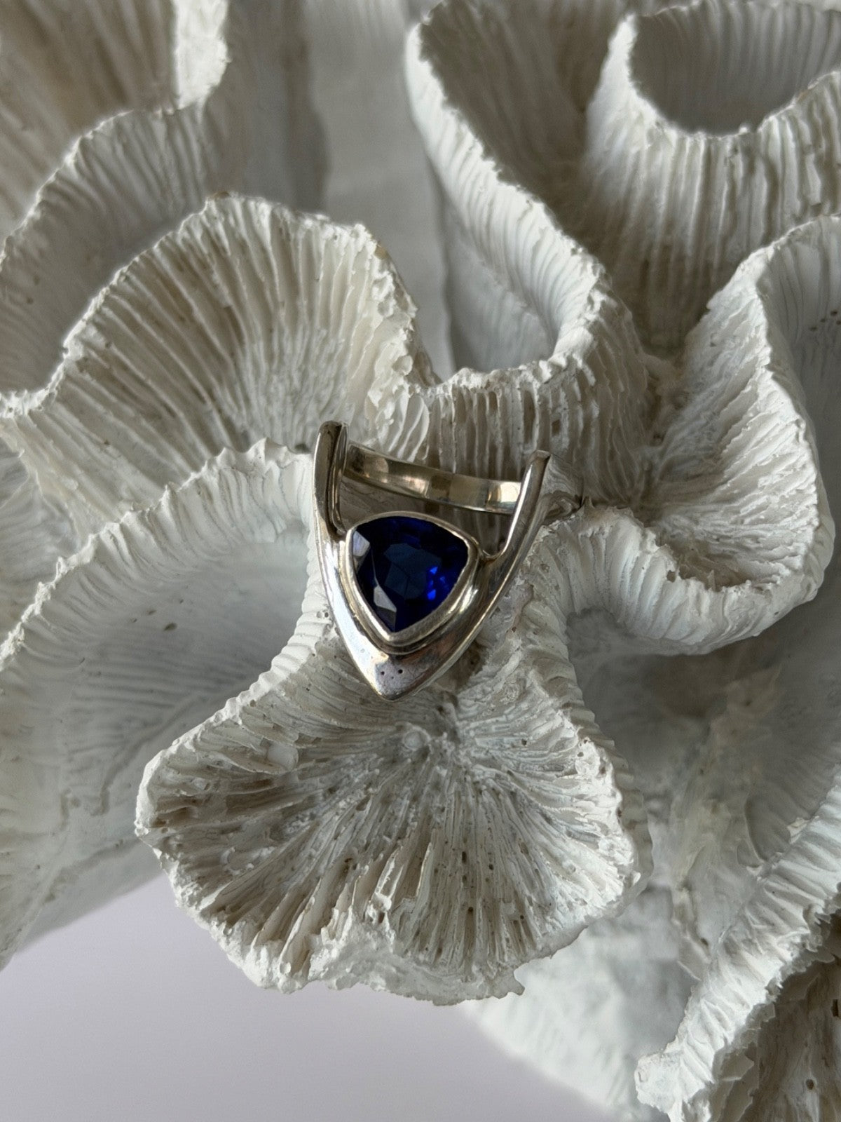 Handmade Custom 925 Sterling Silver Sapphire Ring Size 7.5