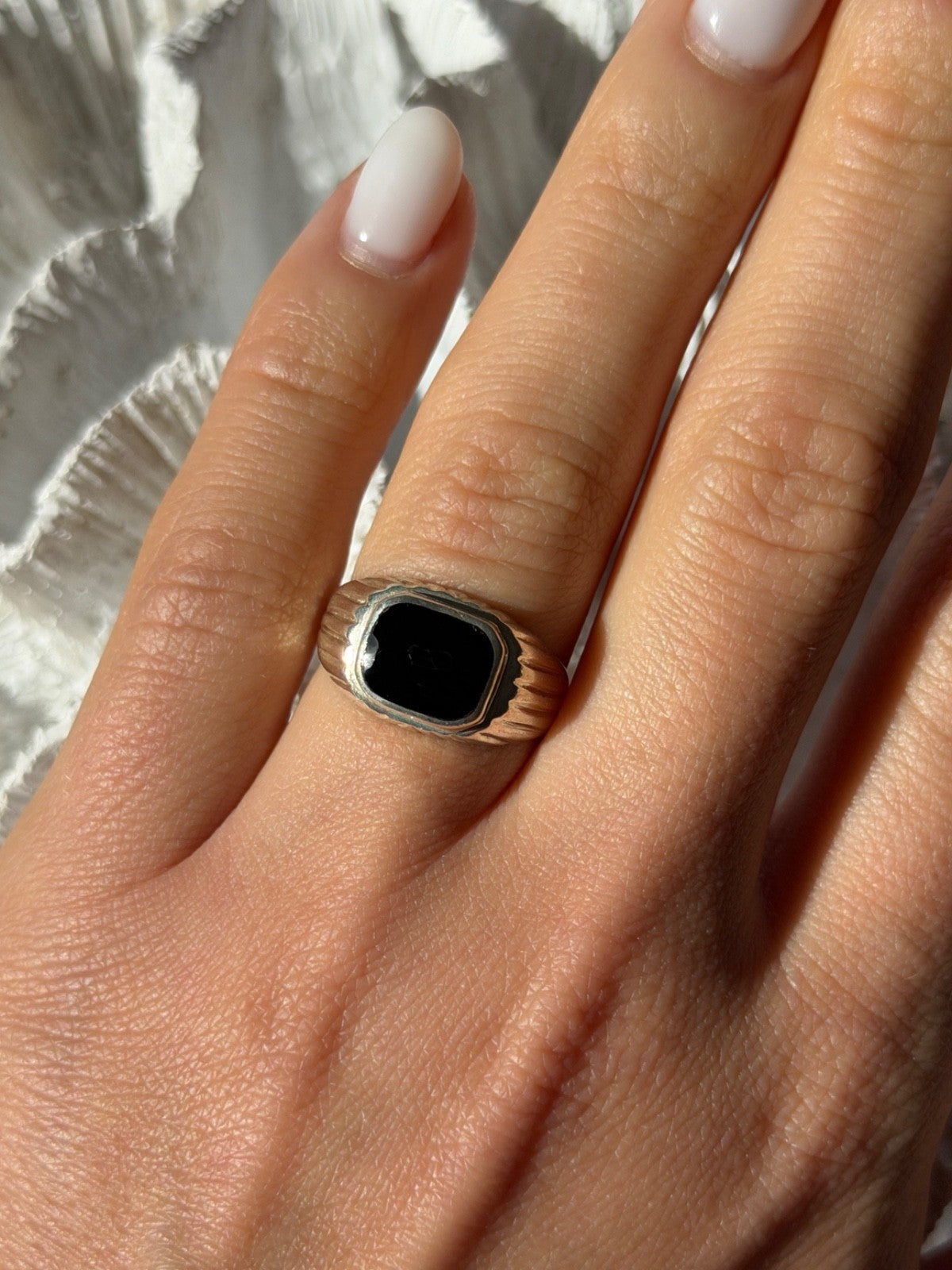 925 Sterling Silver Onyx Ring Size 7