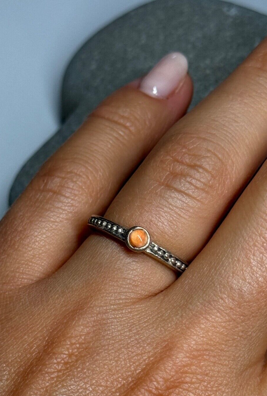 925 Sterling Silver Agate Ring Size 6